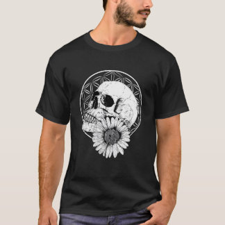 Camiseta Ropa callejera macabra de bajo perfil Cráneo y flo
