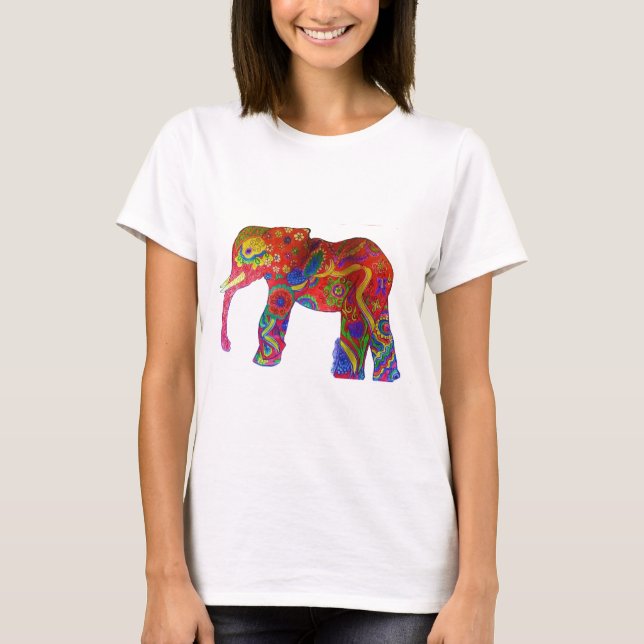Camiseta Ropa colorida del elefante (Anverso)