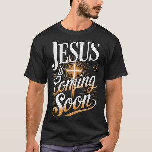 Camiseta Ropa Cristiana Jesús viene pronto en negrita