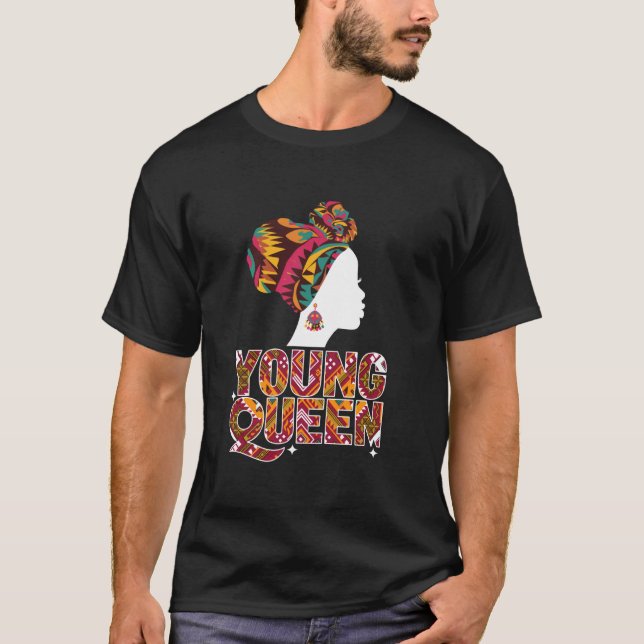 Camiseta Ropa Cultural Afrocentrica de Joven Reina (Anverso)