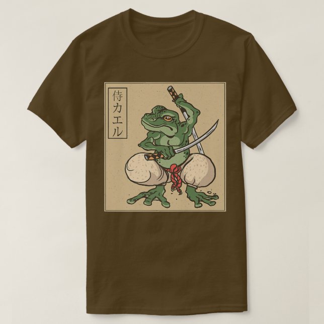 Camiseta Ropa de algodón de rana Samurai Bushido japonesa (Diseño del anverso)
