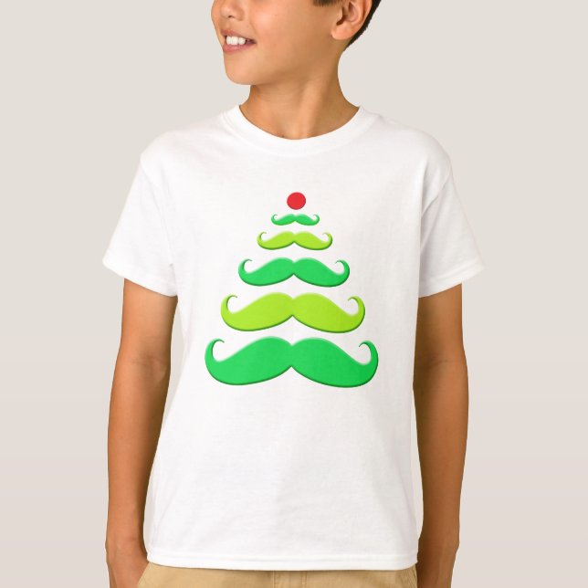 Camiseta Ropa de árbol de Navidad de bigote (Anverso)