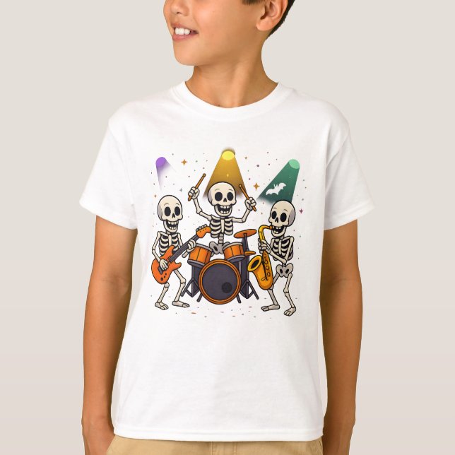 Camiseta Ropa de banda de esqueleto de Halloween linda muje (Anverso)