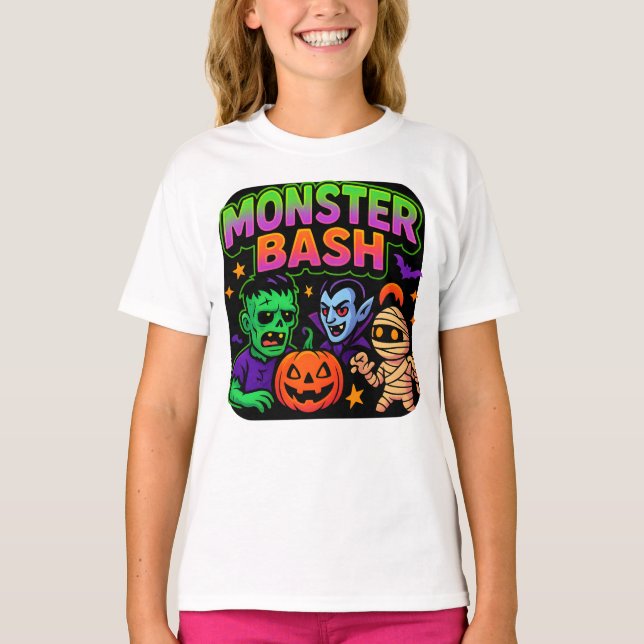 Camiseta Ropa de Bash de Monstruo de Halloween Cuesta Unise (Anverso)