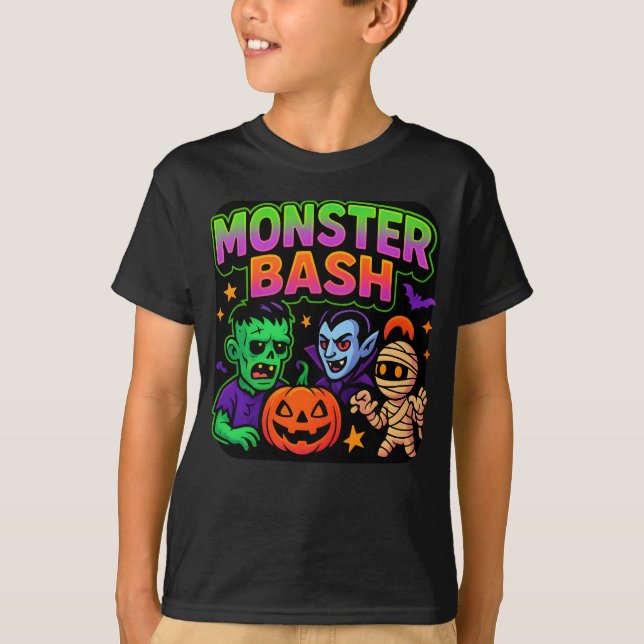 Camiseta Ropa de Bash de Monstruo de Halloween Cuesta Unise (Anverso)