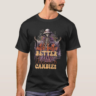 Camiseta Ropa de bruja para chicas Funny Retro Skeleton T S