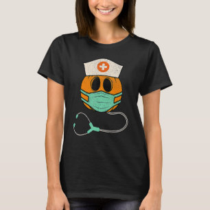 Camiseta Ropa de calabaza de enfermera con máscara de disfr