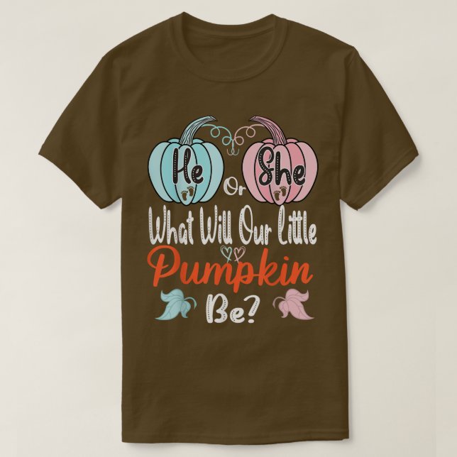 Camiseta Ropa de calabaza de otoño género revelar su Baby S (Diseño del anverso)