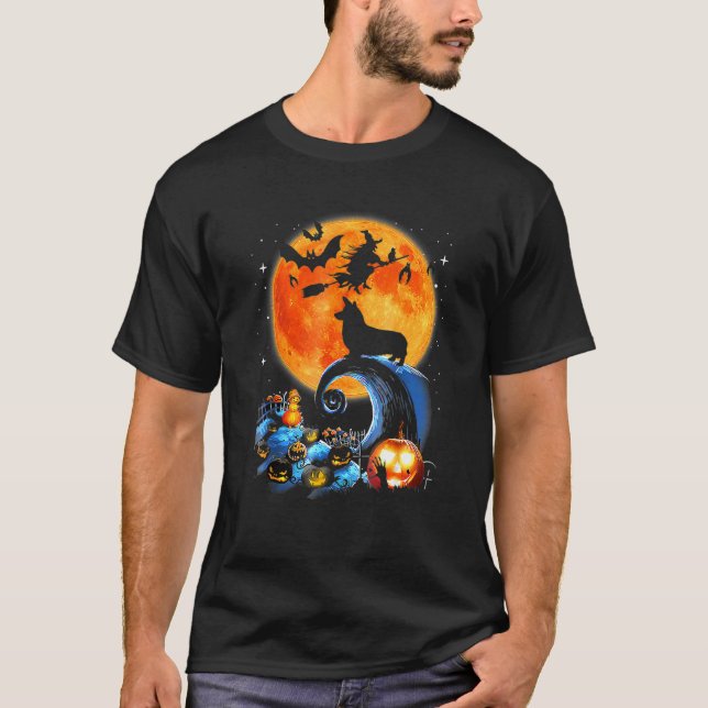 Camiseta Ropa de calabaza de perro de Corgi Moon Night Hall (Anverso)