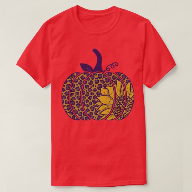 Camiseta Ropa de calabaza leopardo girasol otoño antes del  (Diseño del anverso)