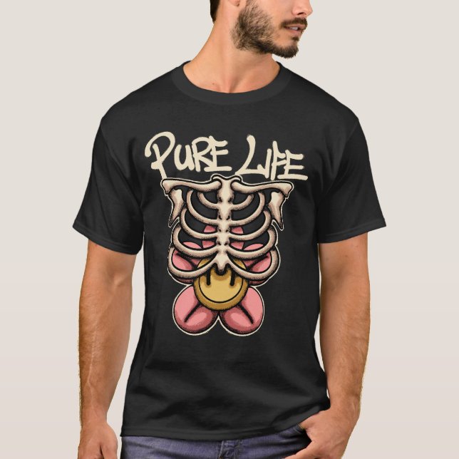 Camiseta ropa de calle con esqueleto sonriente  (Anverso)