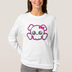 Camiseta Ropa de cráneo de cinta rosada de Kawaii