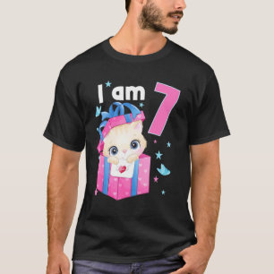 Camiseta Ropa de cumpleaños 7 años niño niña gatos lindos C