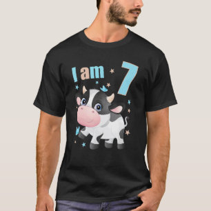 Camiseta Ropa de cumpleaños niña niño 7 años vacas Lindas C