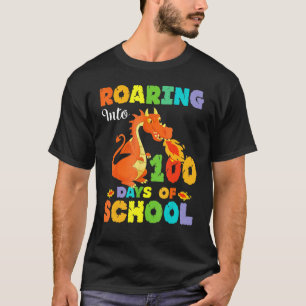 Camiseta Ropa de dinosaurio rugiendo en 100 días de escuela
