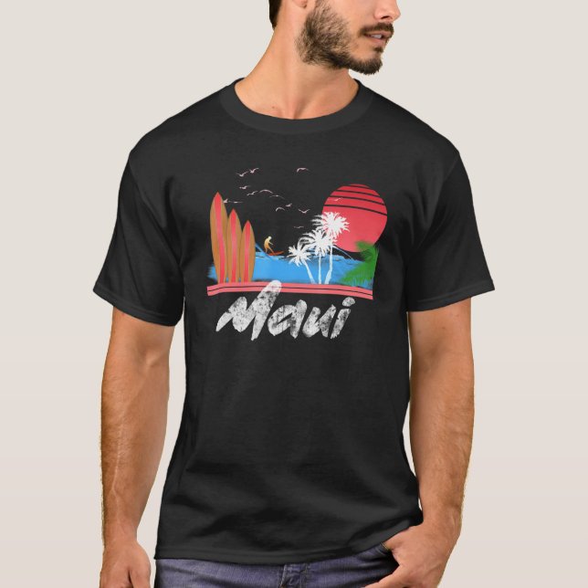 Camiseta Ropa de diseño de surf de Hawaii Maui Retro (Anverso)