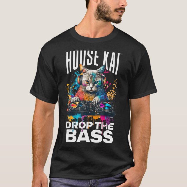 Camiseta Ropa de DJ Cat EDM Rave Vaporwave Dub Tec (Anverso)