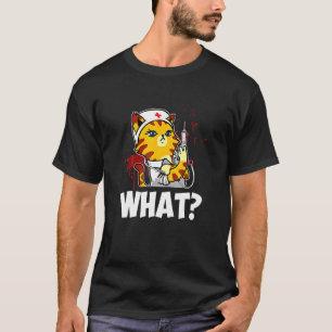 Camiseta Ropa de Enfermera Gato Enfermera Pregunta Qué Ropa