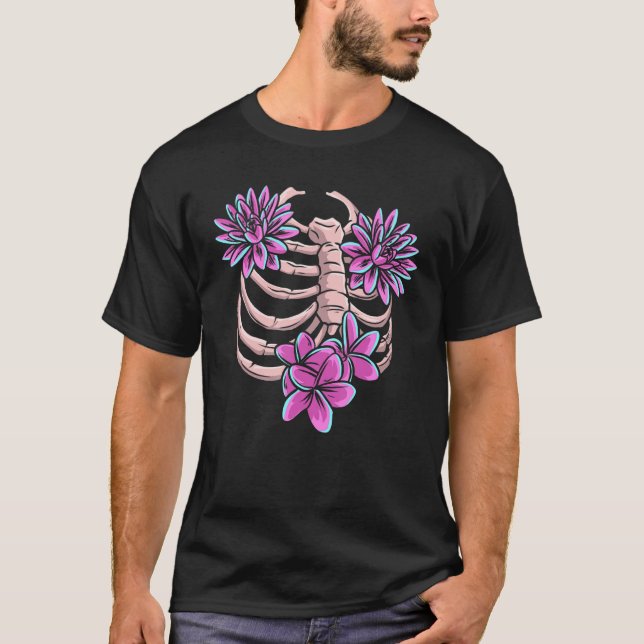 Camiseta Ropa de esqueleto Carbón Floral X Ray Halloween Ro (Anverso)