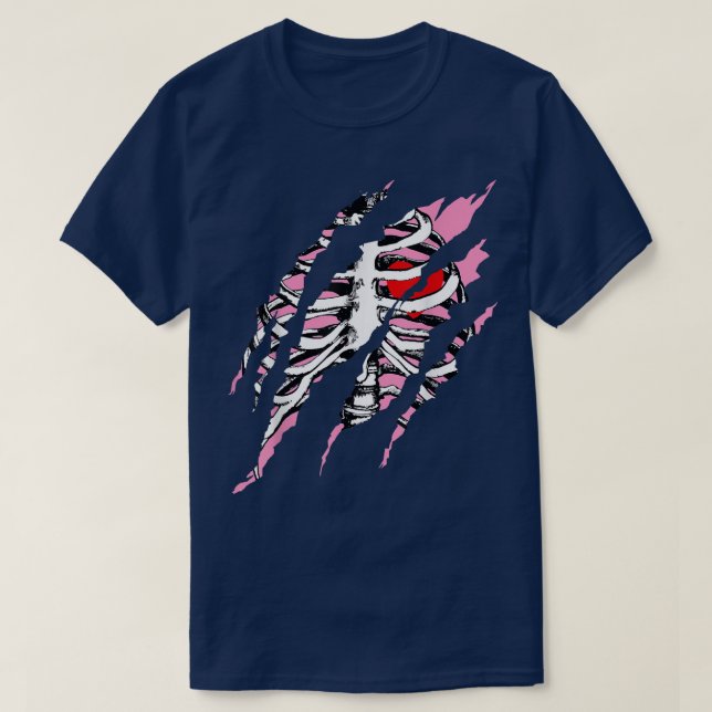 Camiseta Ropa de esqueleto Corazón de jaula Halloween Ropa  (Diseño del anverso)