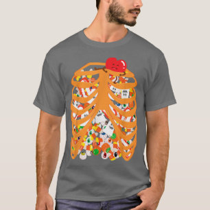 Camiseta Ropa de esqueleto Ropa de rayos X Vela Halloween T