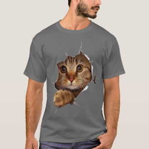 Camiseta Ropa de felino dulce desgarrada - Grasa divertida