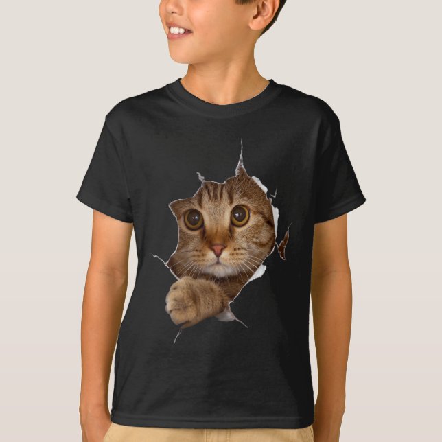 Camiseta Ropa de felino dulce desgarrada - Grasa divertida  (Anverso)