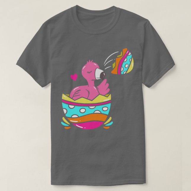 Camiseta Ropa de Flamingo de Pascua Ropa de conejito lindo  (Diseño del anverso)