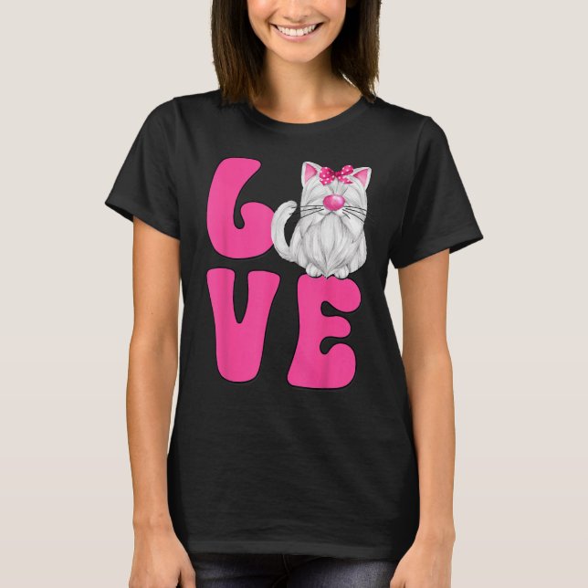 Camiseta Ropa De Gato Púrpura Para Mujeres Y Gato Rosa Mamá (Anverso)