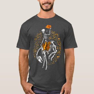 Camiseta Ropa de Halloween con esqueleto de caballo y bronc