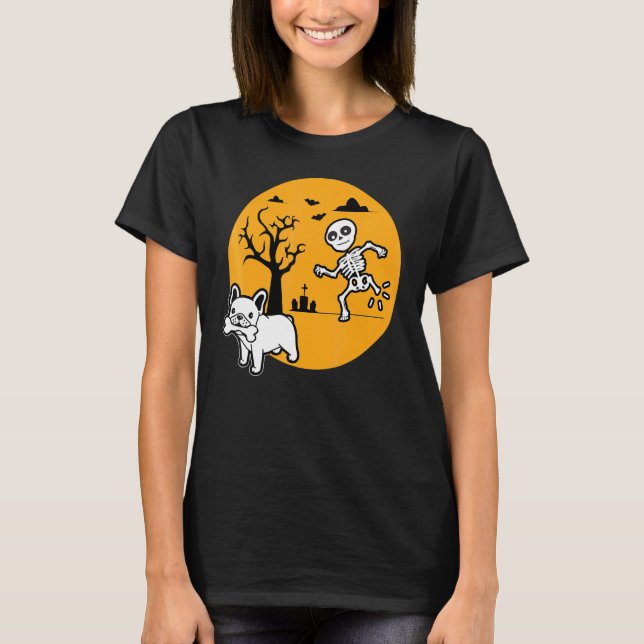 Camiseta Ropa de Halloween con esqueleto de hueso de perro  (Anverso)
