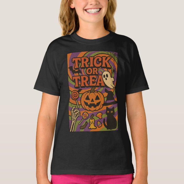 Camiseta Ropa de Halloween con sabor o truco (Anverso)