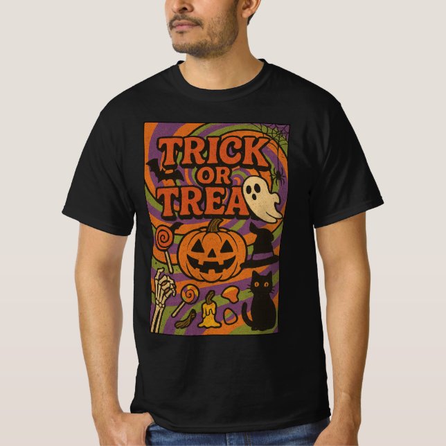 Camiseta Ropa de Halloween con sabor o truco (Anverso)