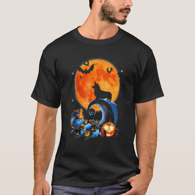 Camiseta Ropa de Halloween de calabaza para perro de Corgi  (Anverso)