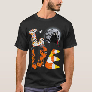 Camiseta Ropa de halloween de gato negro cuchillo lindo ama