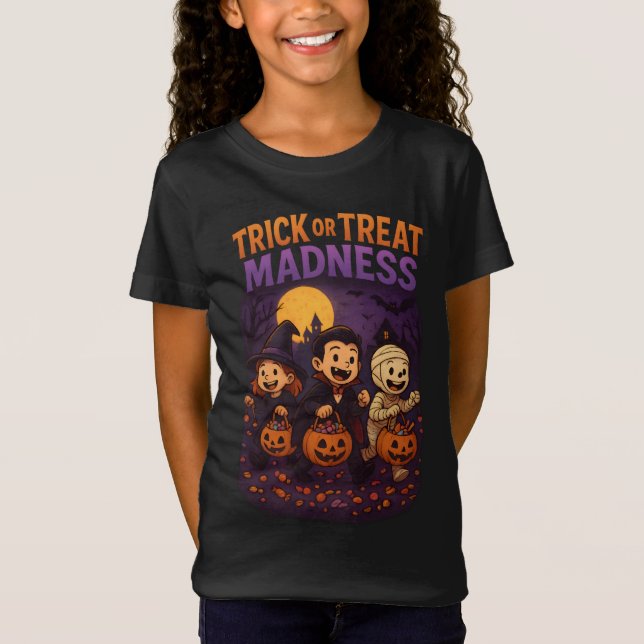 Camiseta Ropa de Halloween retro o truco hembra masculina (Anverso)