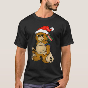 Camiseta Ropa de hip hop Hombres Hipster Santa Teddy Bear R