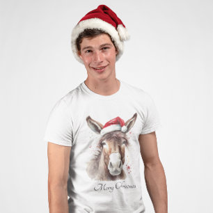 Camiseta Ropa de hombre navideña de burro occidental