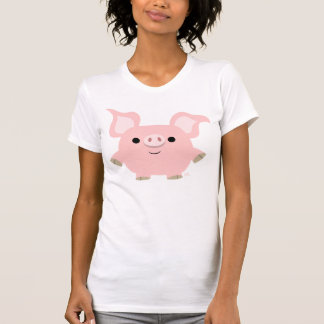 Camiseta Ropa de las mujeres del cerdo del dibujo animado