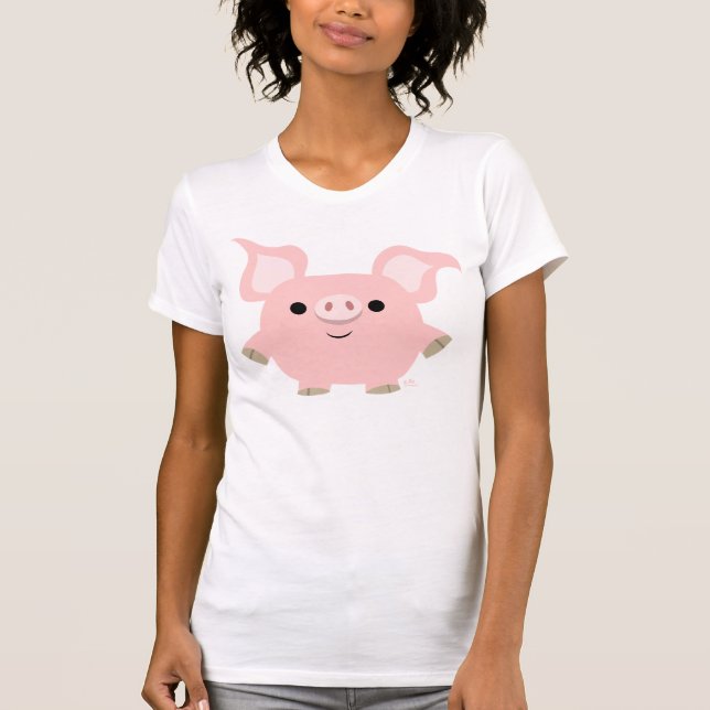 Camiseta Ropa de las mujeres del cerdo del dibujo animado (Anverso)