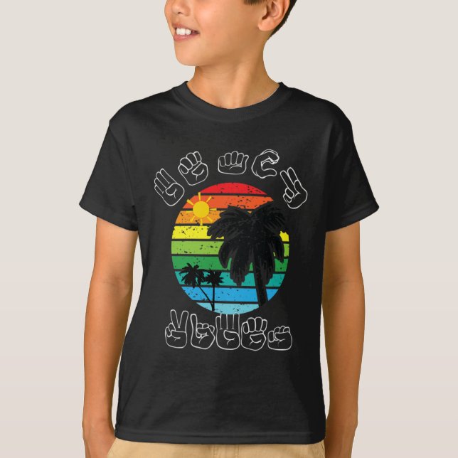 Camiseta Ropa De Lenguaje De Rótulo Asl Beach Deaf Awarenes (Anverso)