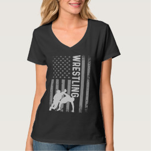 Camiseta Ropa de lucha libre retroamericana bandera de EE. 