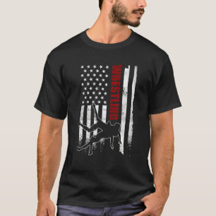 Camiseta Ropa de lucha libre retroamericana con bandera de