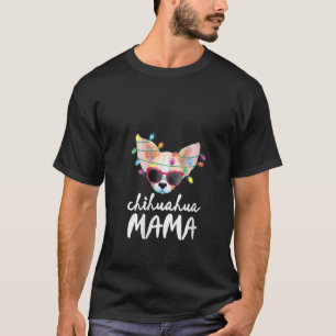 Camiseta Ropa de mujer Chihuahua Luces de árbol de Navidad