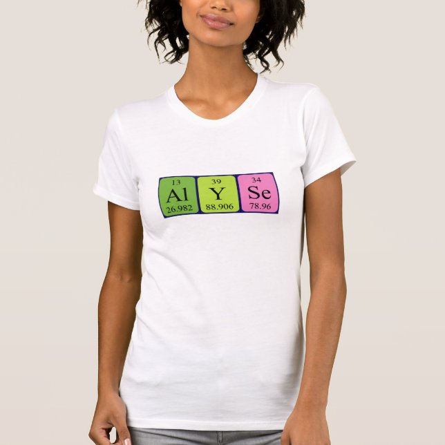 Camiseta Ropa de nombre de tabla periódica de Alyse (Anverso)