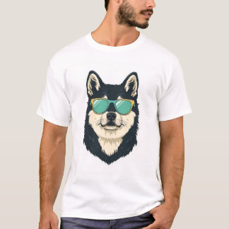Camiseta Ropa de perro husky siberiano elegante con gafas d