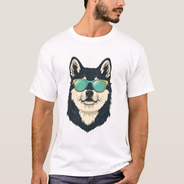 Camiseta Ropa de perro husky siberiano elegante con gafas d (Anverso)