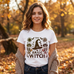 Camiseta Ropa de temporada espeluznante de bruja básica vin