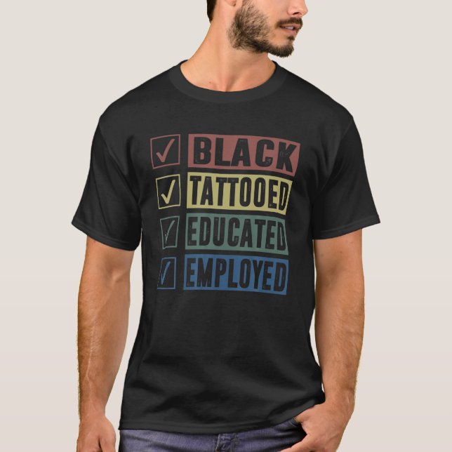 Camiseta Ropa de trabajo educada con tatuaje negro Afro Bla (Anverso)