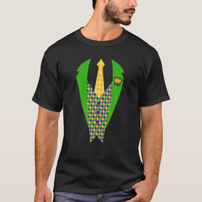 Camiseta Ropa de Tuxedo de Mardi Gras masculina divertida p (Anverso)
